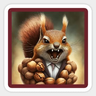 Deez nuts. Angry squirrel in costume illustration Sticker